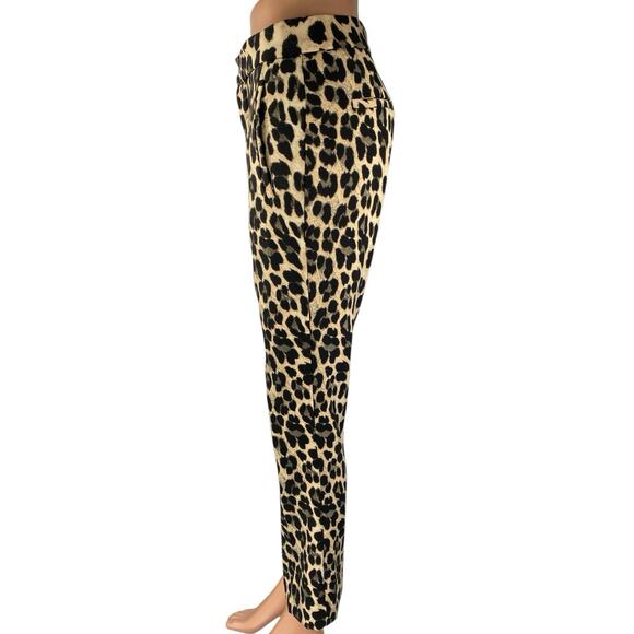 Zara Beige Black Leopard Animal Print High Rise Flare Bootcut Trousers Pants XS - Picture 2 of 5